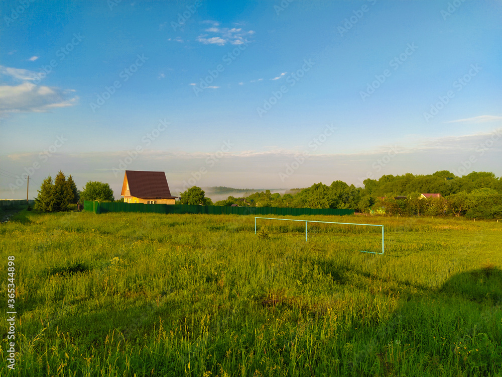 andscape with a summer field at sunrise andscape with a summer field at sunrise