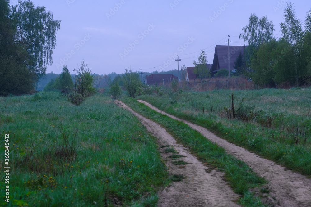 image of a country road in spring after rain image of a country road in spring after rain