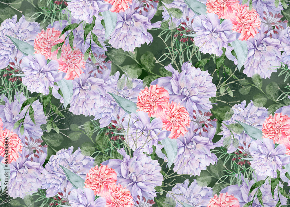 Background of peony flowers. Seamless pattern. Background of peony flowers. Seamless pattern.