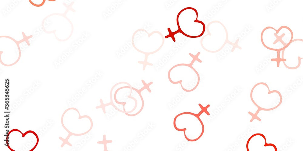 Light Red vector backdrop with woman's power symbols. Light Red vector backdrop with woman's power symbols.