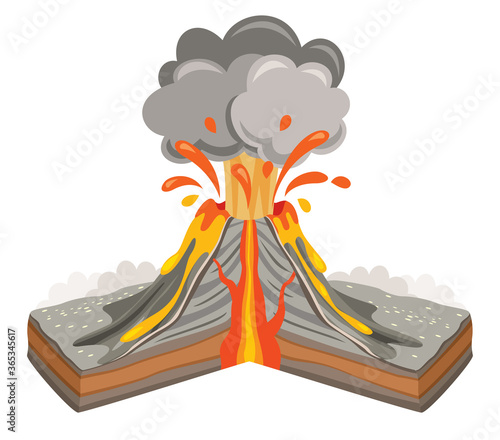 Volcano Erruption And Lava Drawing