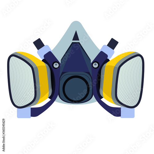 Illustration of a face mask with chemical respirators
