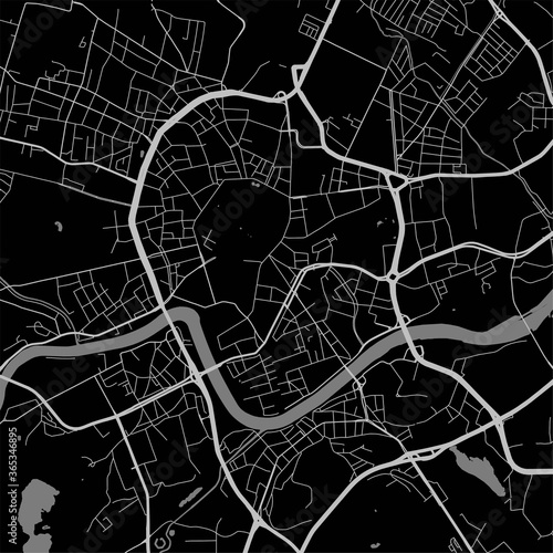 Canvas Print Urban city map of Krakow. Vector poster. Grayscale street map.