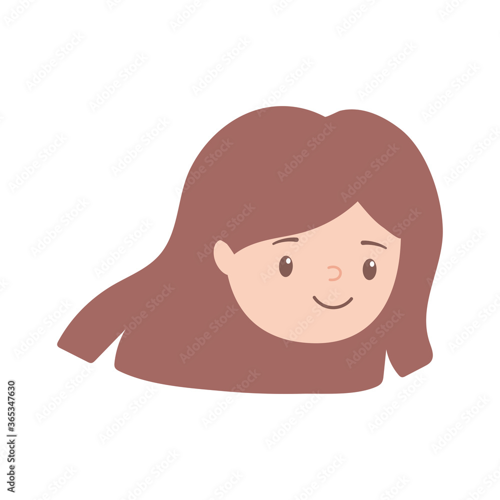 cute girl face character cartoon isolated design icon white background cute girl face character cartoon isolated design icon white background