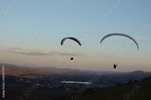 Two Paraglidings at sun set in Topo do Mundo (translated to Top of the World) in Minas Gerais