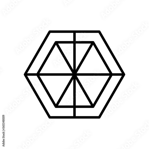 geometric hexagon shape icon image, line style