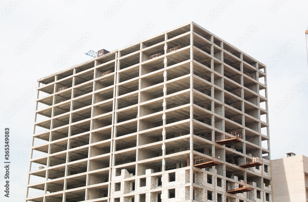 housing construction. concrete frame of a residential building