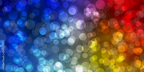 Light Blue, Yellow vector texture with disks. Modern abstract illustration with colorful circle shapes. Design for posters, banners.