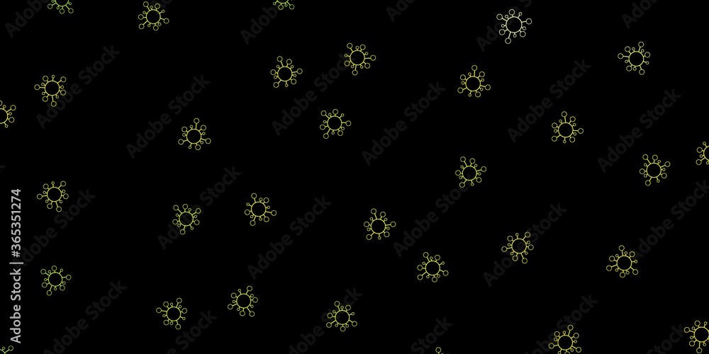 Dark green, yellow vector texture with disease symbols. Dark green, yellow vector texture with disease symbols.
