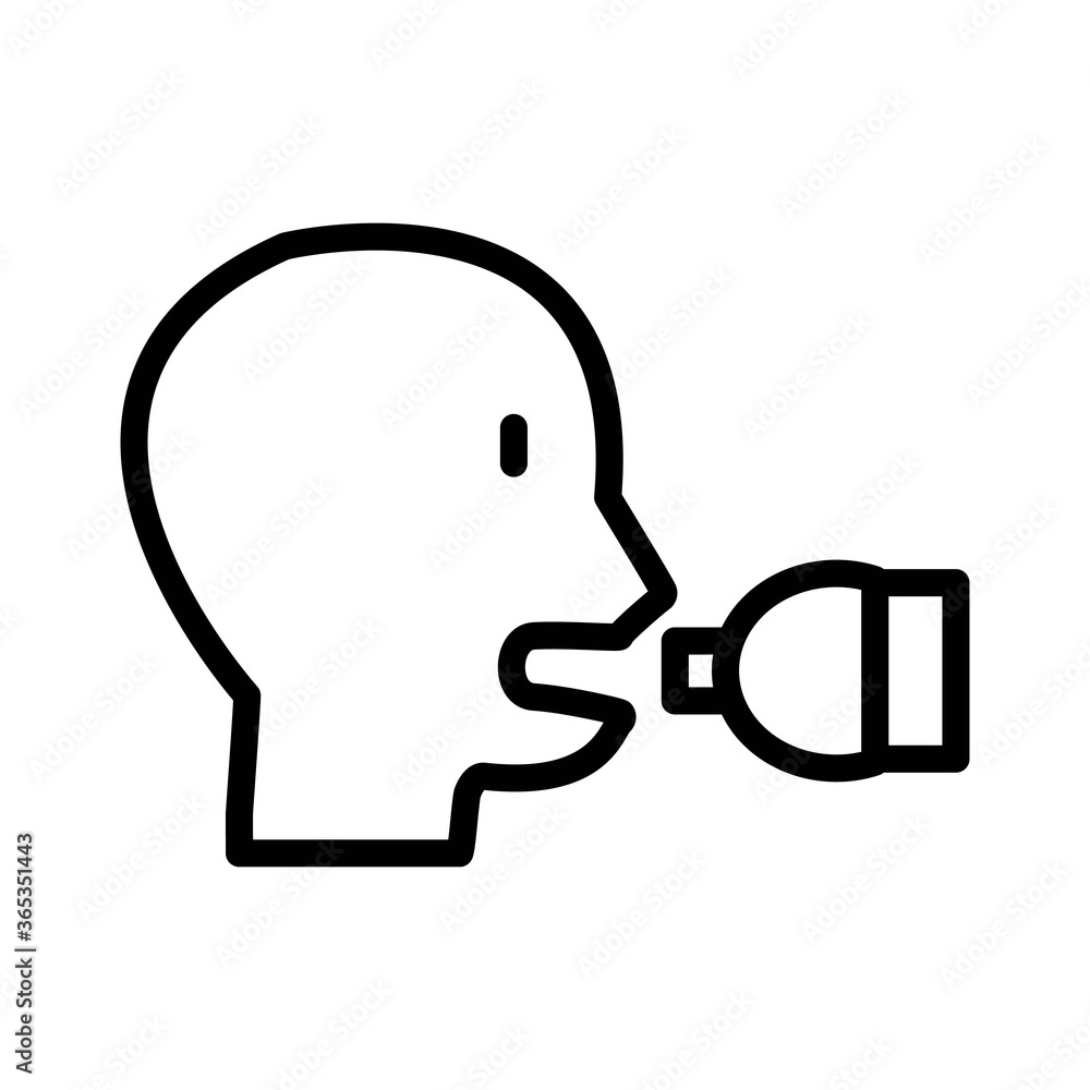 Medical inhaler for asthma icon illustration in line design style. Medical inhaler for asthma icon illustration in line design style.