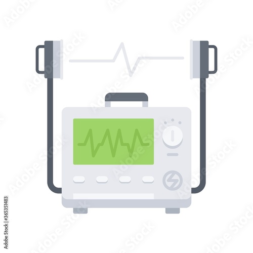 Vászonkép Heart defibrillator flat vector icon