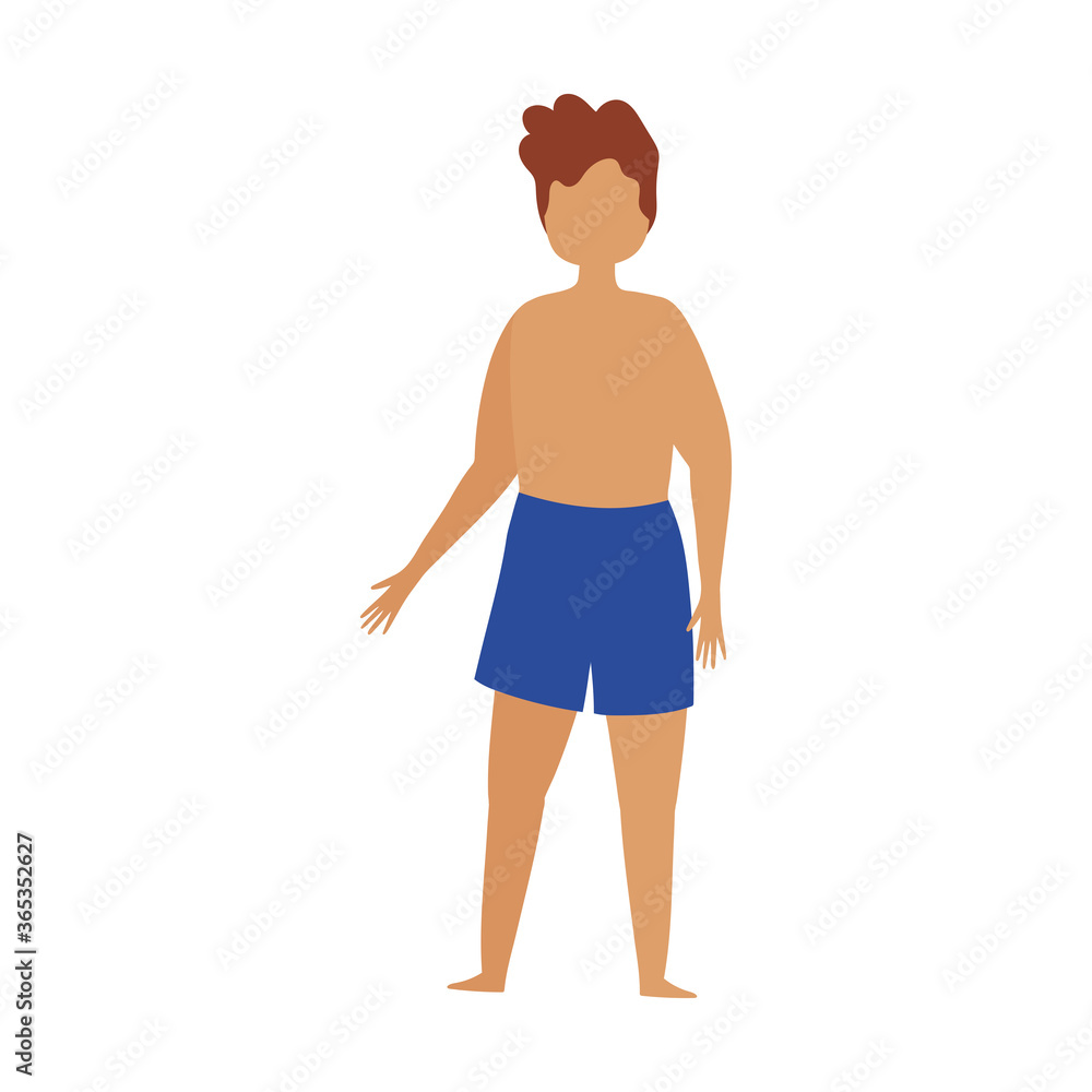 young man in swimsuit short pants cartoon isolated design icon young man in swimsuit short pants cartoon isolated design icon
