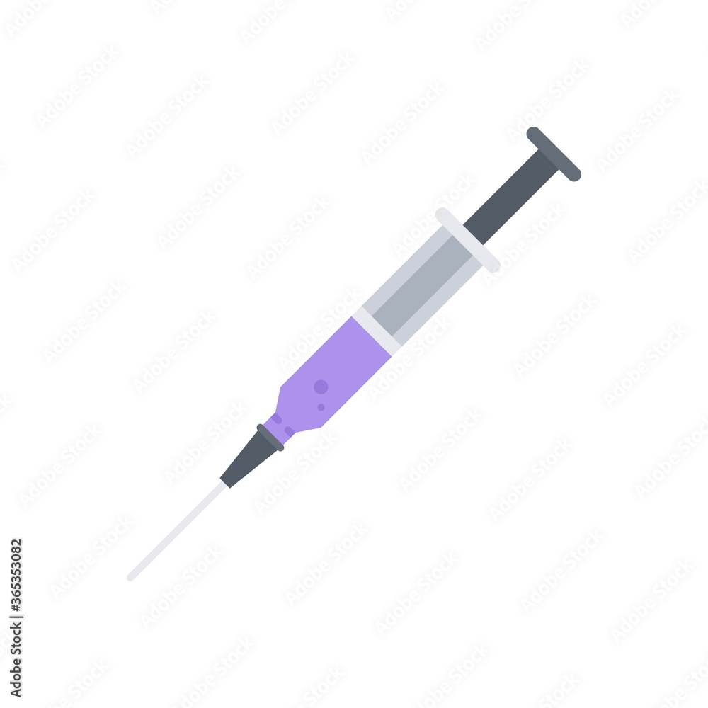 Fototapeta premium Injection syringe vector icon in flat style. Vaccination needle symbol.