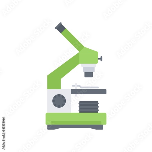 Microscope icon in flat design style. Lab research, experiment symbol. © Elmin