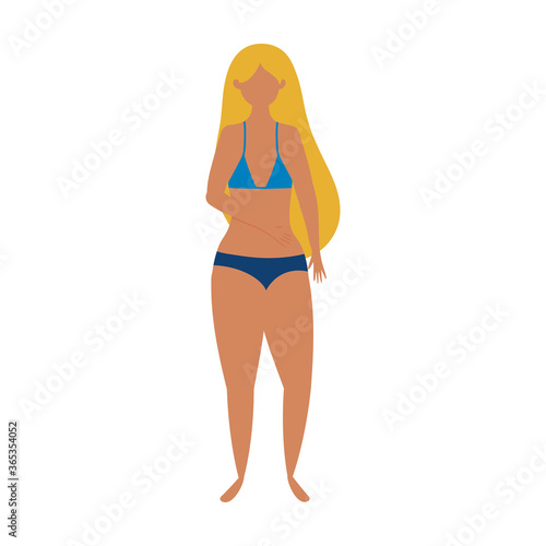 woman in swimsuit character cartoon isolated design icon