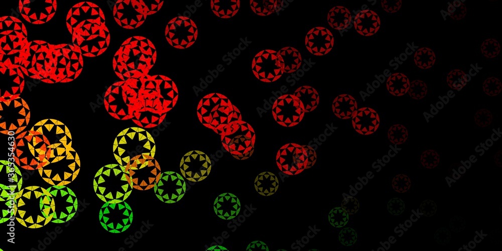 Dark green, red vector pattern with spheres.