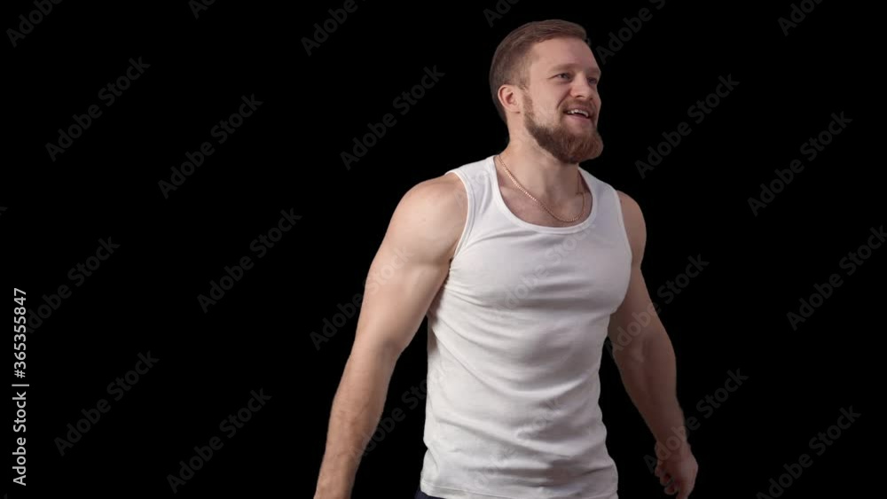 Hey you. Thumbs up. He points at you. Look ahead. Caucasian man with a beard emotions. High quality 4k footage Hey you. Thumbs up. He points at you. Look ahead. Caucasian man with a beard emotions. High quality 4k footage