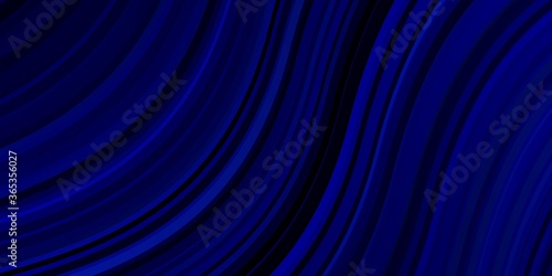 Dark BLUE vector background with bent lines. Bright sample with colorful bent lines, shapes. Pattern for ads, commercials.