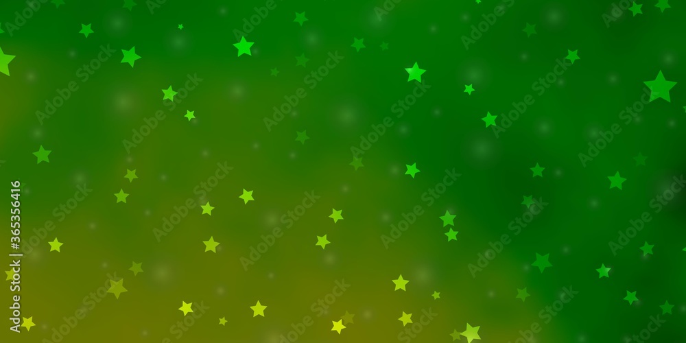 Light Green vector template with neon stars. Blur decorative design in simple style with stars. Pattern for wrapping gifts.