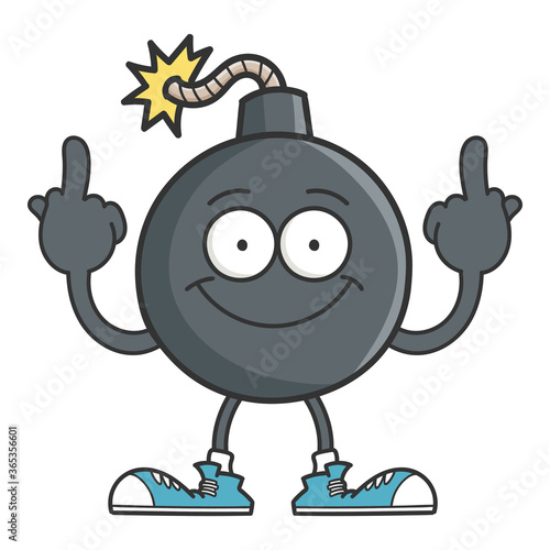 Happy smiling bomb cartoon character
