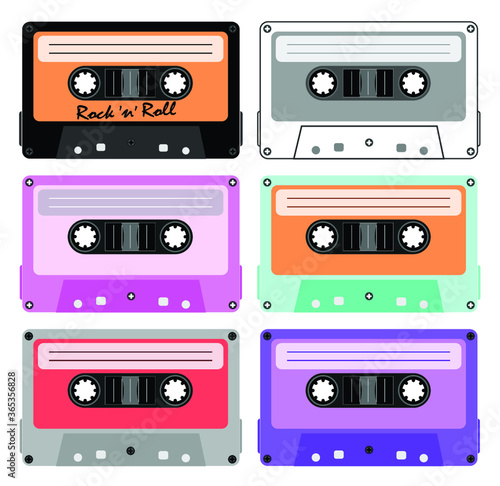 ilustracao vetor conjunto de cassette tape  cassete  k7 tapes  fita k7  musica  retro  vintage  ouvir  tecnologia  cole    o  velho  vintage  nostalgia  velho  classico