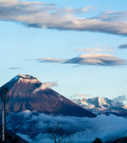 mt fuji in winter, tungurahua and Altar volcanos located in Ecuador  photo