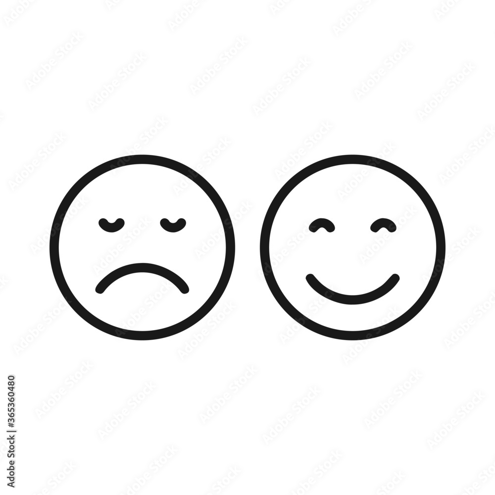 Fototapeta premium Happy and sad emotion face icon vector.