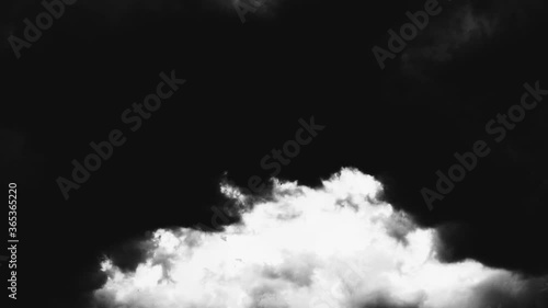 Time lapse video of gray rainy clouds in noir style. Gray sky before the waiting with running clouds. Vintage, cinematic style of drama, thriller, horror. Black and white noir video.
