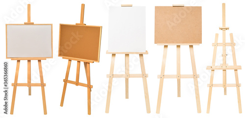 Fotografie, Tablou Collection easel empty for drawing isolated on white background