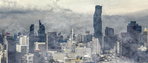 Fototapeta Naklejka Na Ścianę i Meble -  background air pollution and pm 2.5 over city