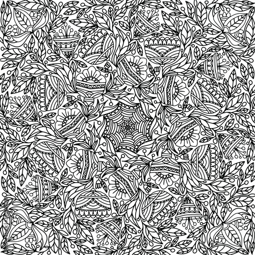 folk style flowers drawn on a white background for coloring, vector