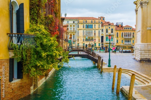 Beautiful shot of the Grand Canal in Venice, Italy, during autumn