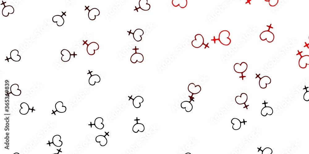 Light Red vector backdrop with woman's power symbols.