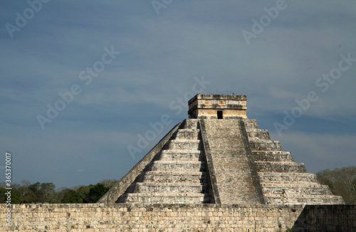 Ancient mayan city ruins. Stone pyramid temple of Chichen Itza in Yucatan, Mexico. 