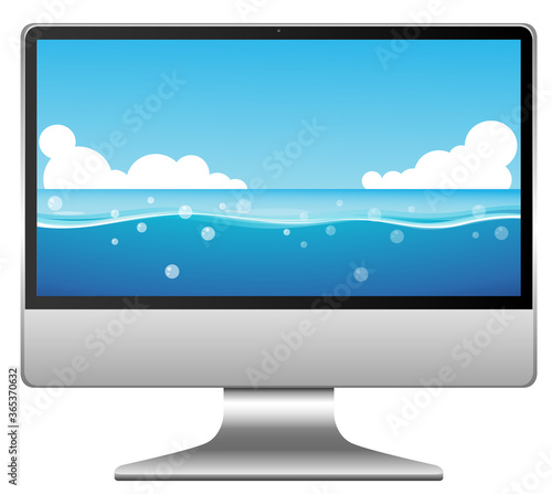 Water scene on computer desktop