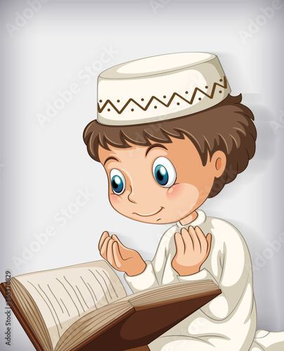 Muslim boy reading from the quran