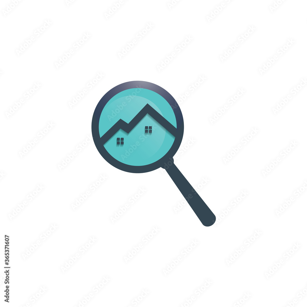 Finding Home Logo Design. Magnifying Glass House Logo Design For Real Estate Property. Finding Home Logo Design. Magnifying Glass House Logo Design For Real Estate Property.