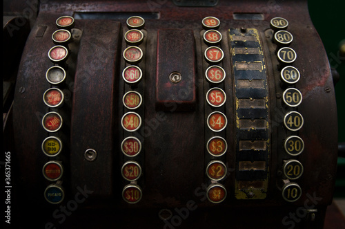 Old cash register mchine closeup