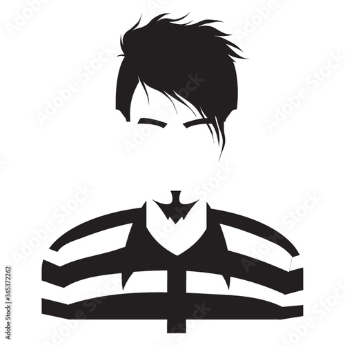 faceless man in stripes