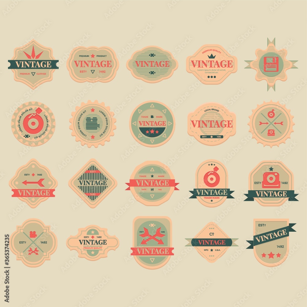 collection of vintage labels