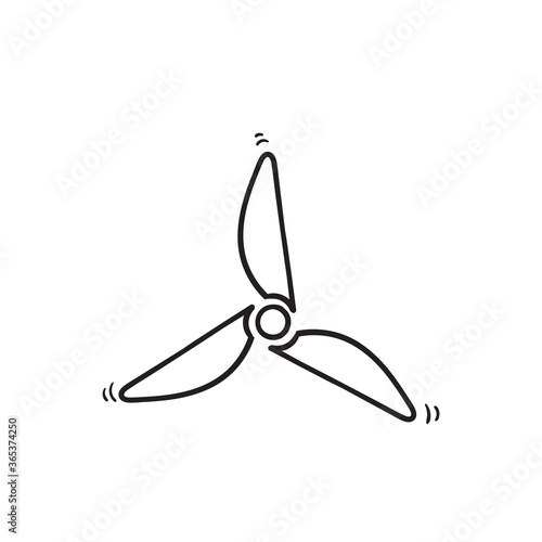 hand drawn wind turbine illustration icon isolated background vector