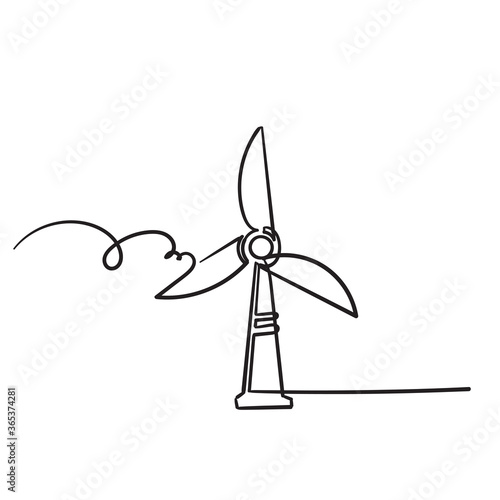 hand drawn wind turbine illustration icon isolated background vector