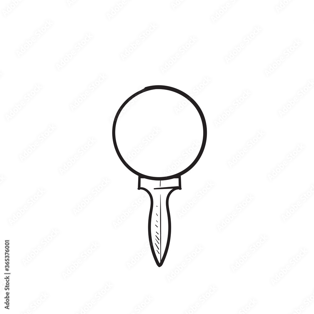 hand drawn doodle tee golf and ball illustration icon with line art style vector hand drawn doodle tee golf and ball illustration icon with line art style vector