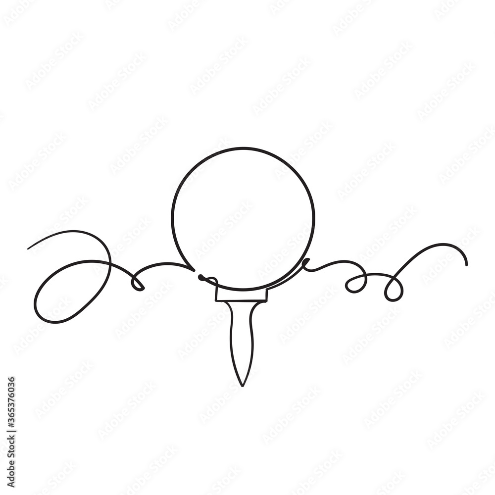 hand drawn doodle tee golf and ball illustration icon with line art style vector hand drawn doodle tee golf and ball illustration icon with line art style vector