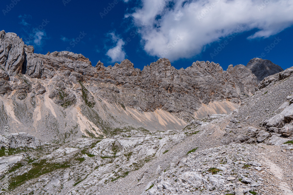 Rock Debris (Talus) in Summer, Punta Nera and Croda Rotta, Dolomites, Alps, Italy Rock Debris (Talus) in Summer, Punta Nera and Croda Rotta, Dolomites, Alps, Italy