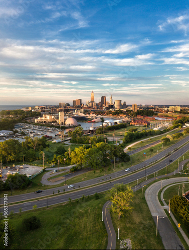 Cleveland Ohio Skyline from a drone