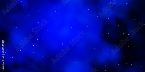 Dark BLUE vector pattern with abstract stars. Shining colorful illustration with small and big stars. Theme for cell phones.