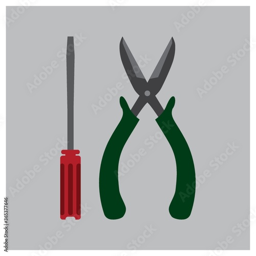 screwdriver and cutting plier