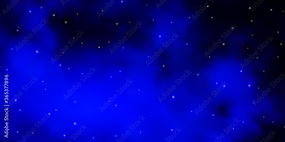 Dark BLUE vector layout with bright stars. Modern geometric abstract illustration with stars. Theme for cell phones.