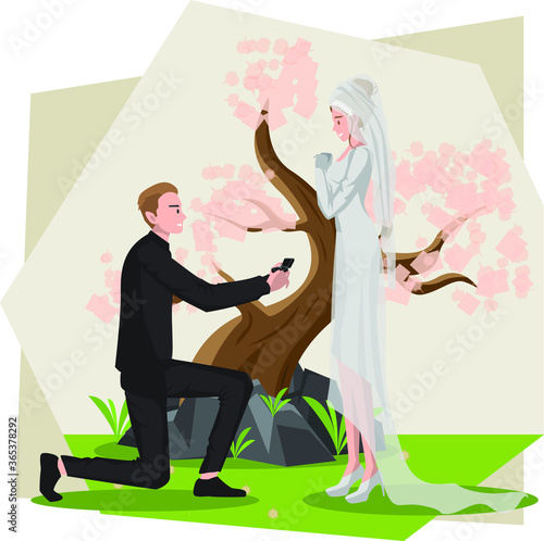 Groom is proposing bride in wedding ceremony